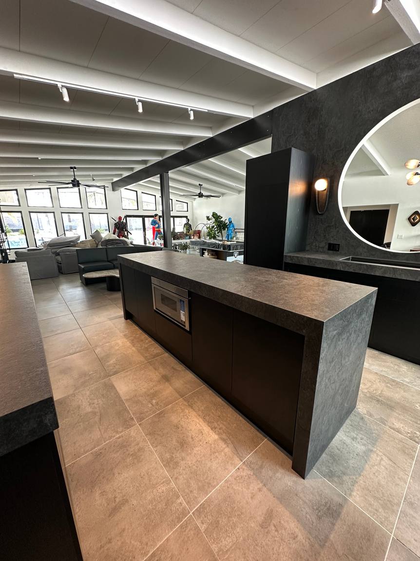 Modern Black Kitchen: Island after remodel