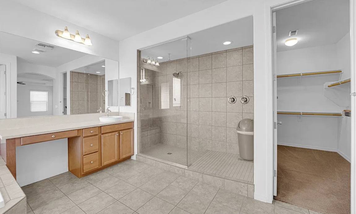 Primary Bath: Shower Wall before remodel