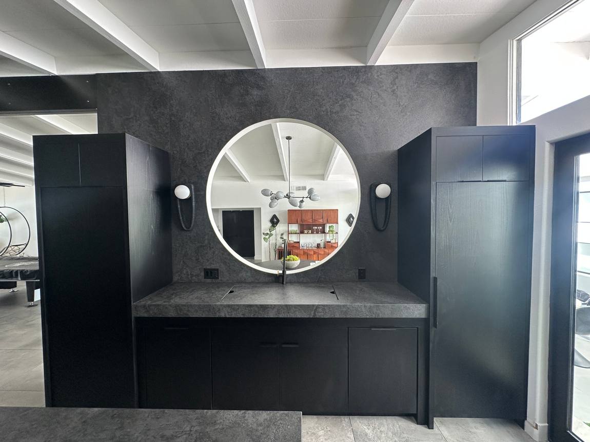 Modern Black Kitchen: Sink Wall after remodel