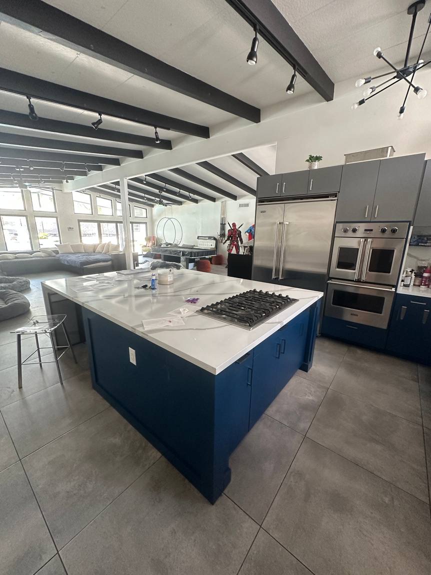 Modern Black Kitchen: Island before remodel